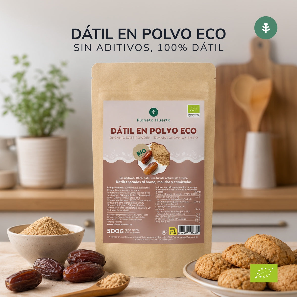 Dadelpoeder Planeta Huerto 500 g