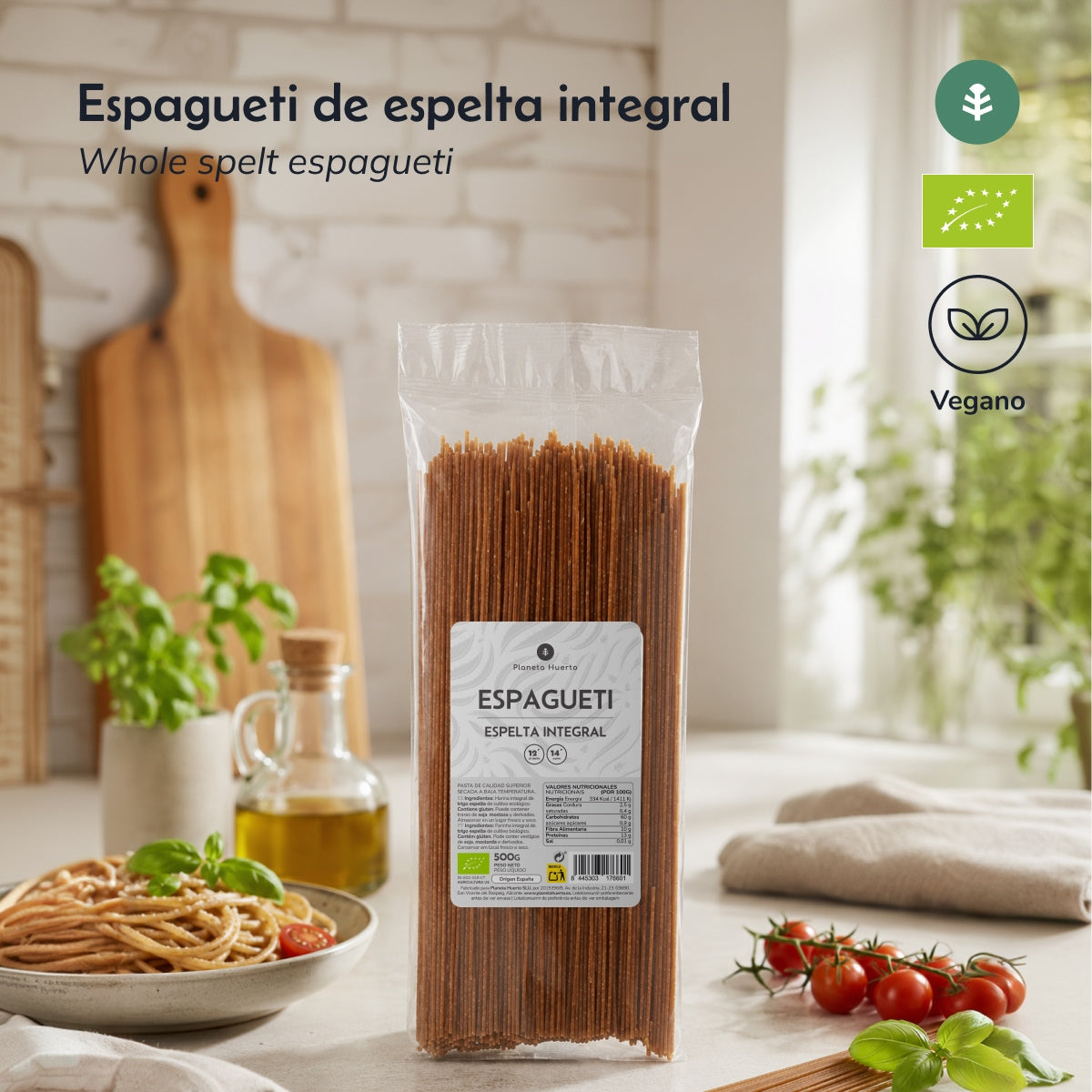 Volkoren spelt spaghetti ECO Planeta Huerto 500gr