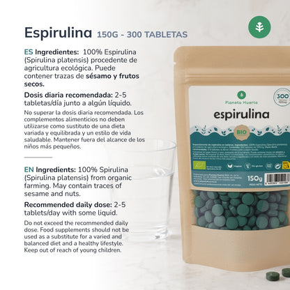 Biologische spirulina 500mg Planet Orchard 300 tabletten