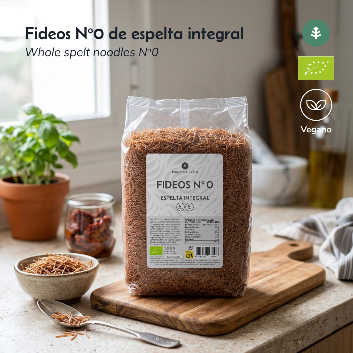 Noedels nr. 0 van volkoren spelt ECO Planeta Huerto 5 kg