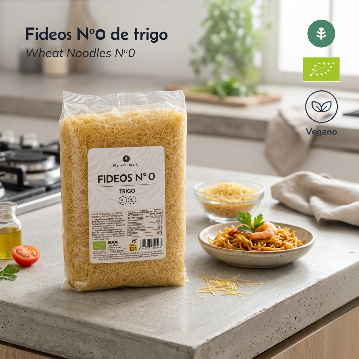 Noedels nº0 van tarwe ECO Planeta Huerto 500gr