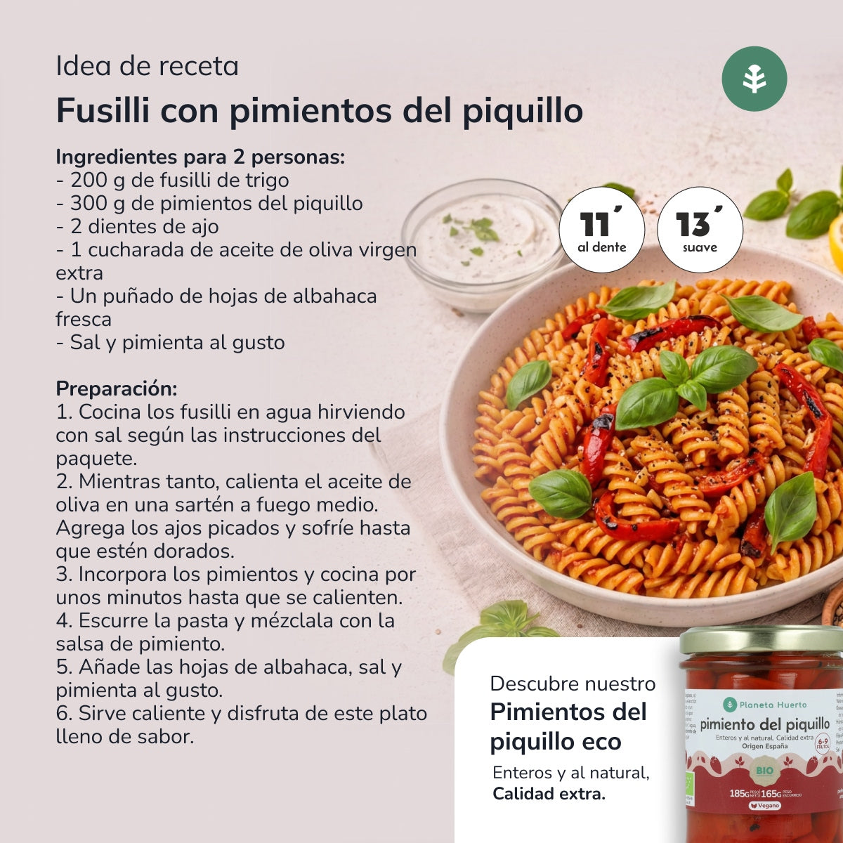 Fussilli van tarwe ECO Planeta Huerto 500gr