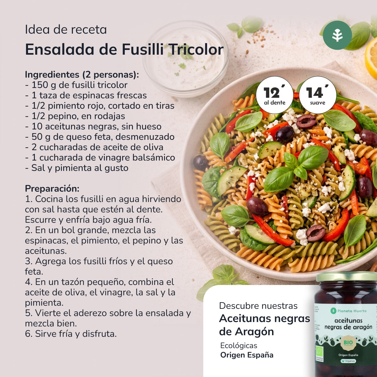 Fusilli tricolor ECO Planeta Huerto 5 kg