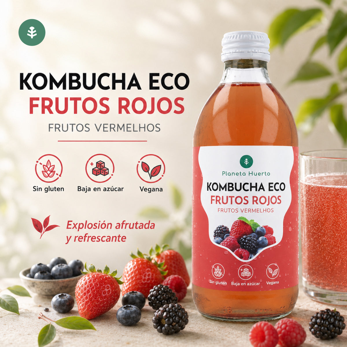 Kombucha ECO Rode vruchten Planet Orchard 330 ml