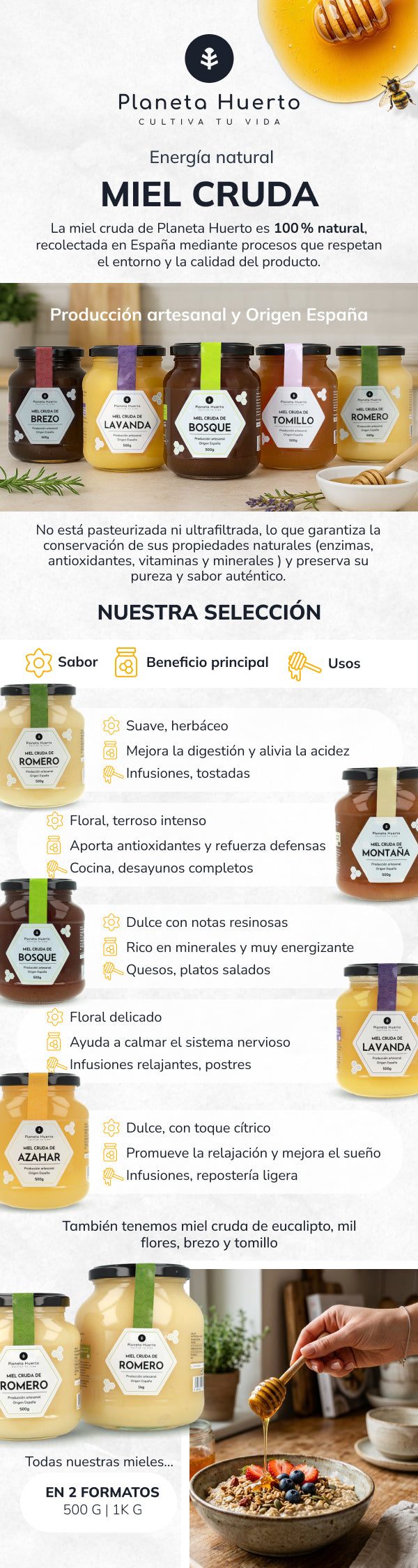 Rauwe Heidehoning Planeta Huerto 500 g