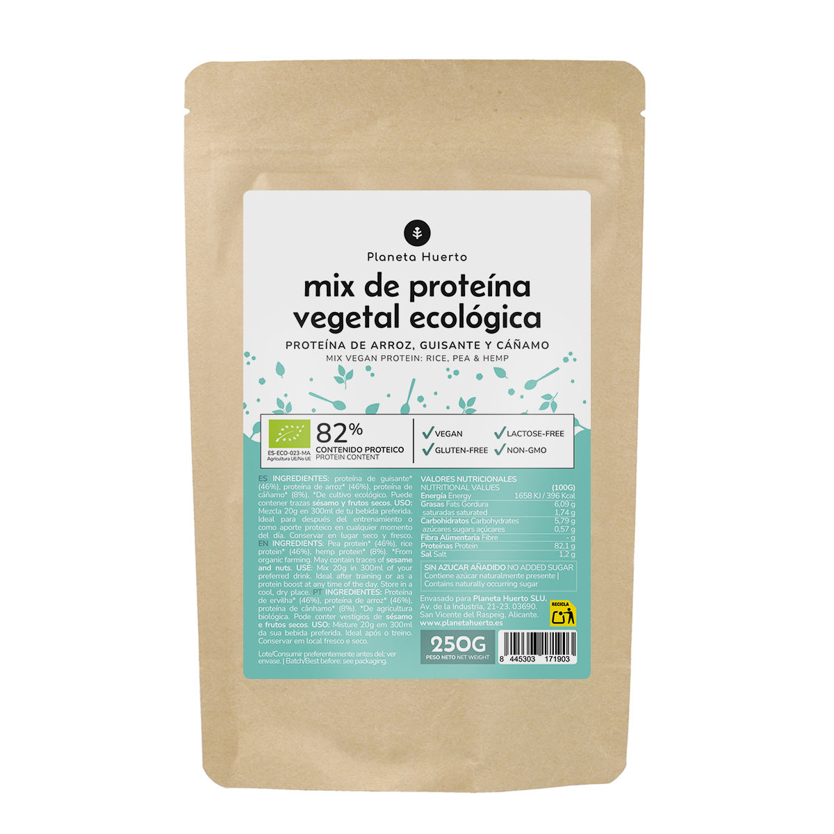 Veganistische proteïnemix voor sporters Planeta Huerto 250 g