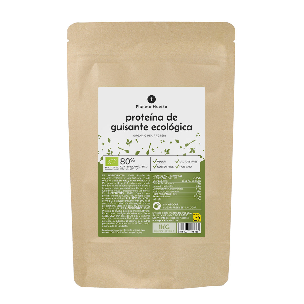 Erwteneiwit 80% ECO Planeta Huerto 1 kg