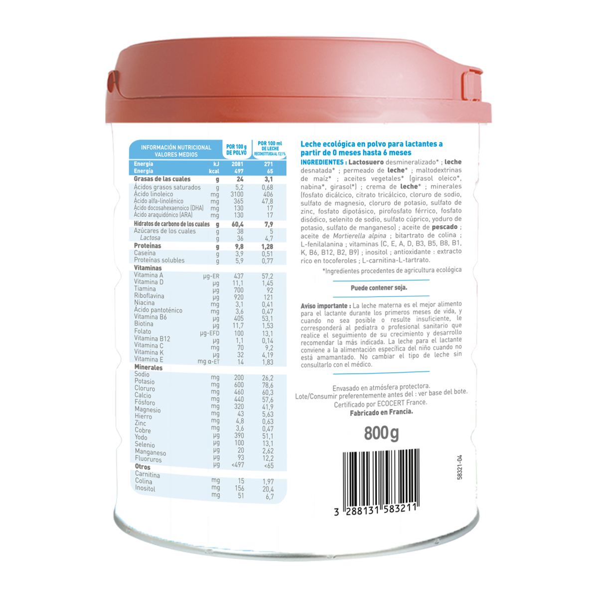 Primea 1 startmelk (0 tot 6 maanden) biologisch Babybio 800 g
