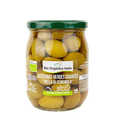 Grote biologische groene olijven Organica Italia 550 g