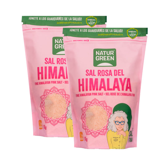 Pakket van 2 stuks Fijn Himalaya roze zout Naturgreen 1 kg