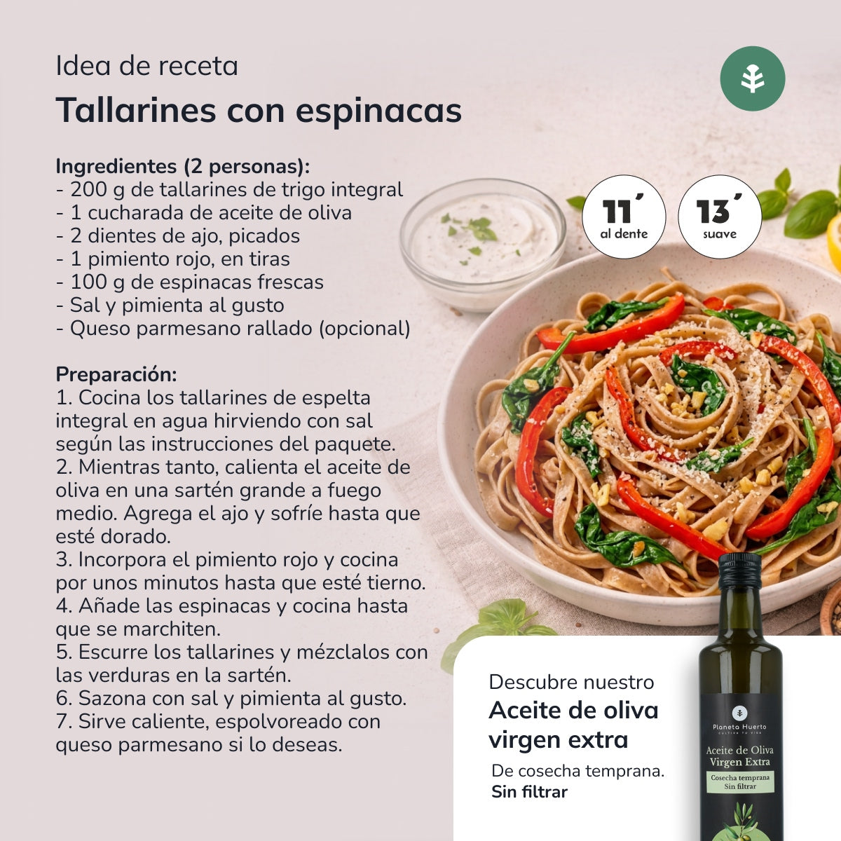 Volkoren tagliatelle ECO Planeta Huerto 500g
