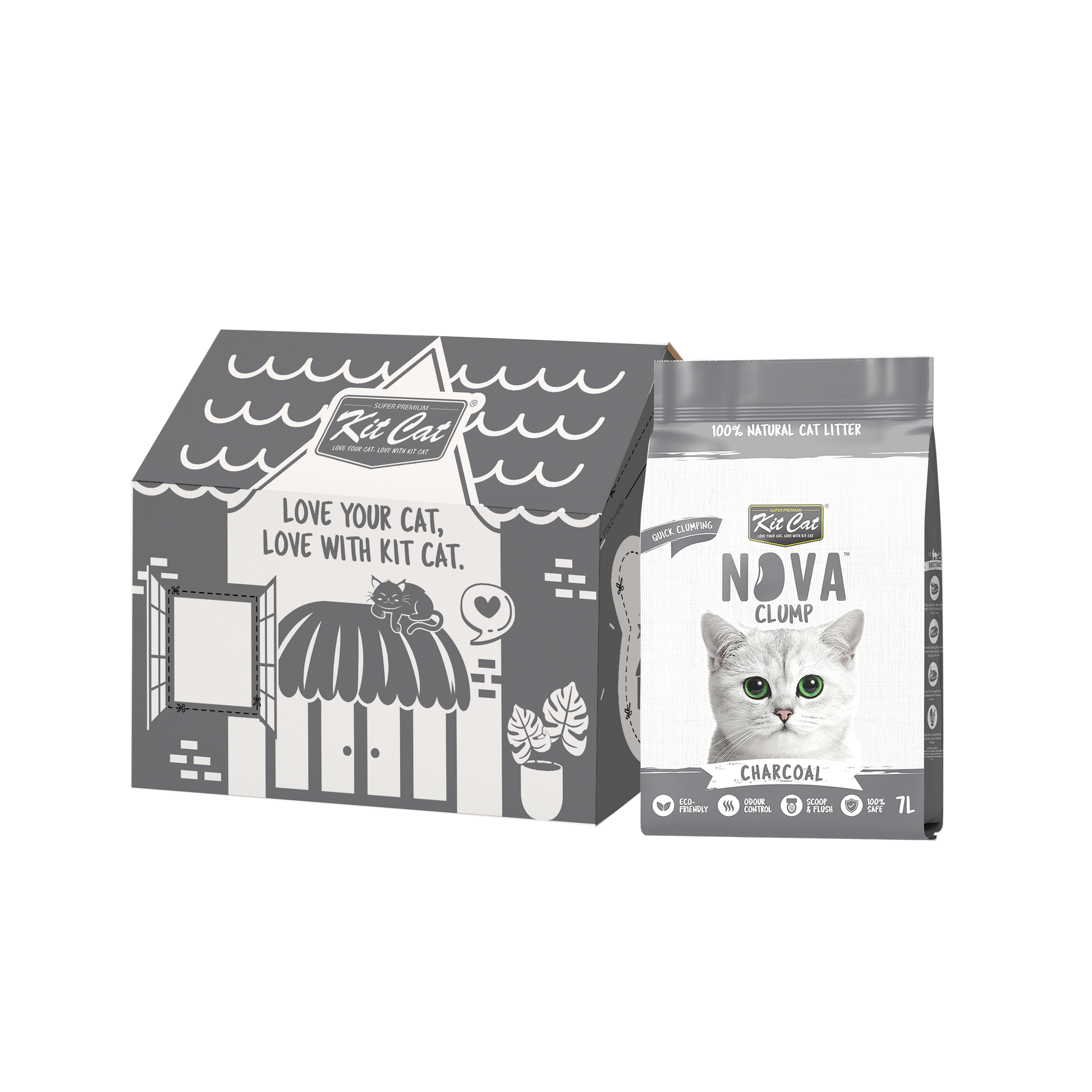 Kit Cat Arena Eco SoyaClump - Charcoal 7 L Kattenbakvulling