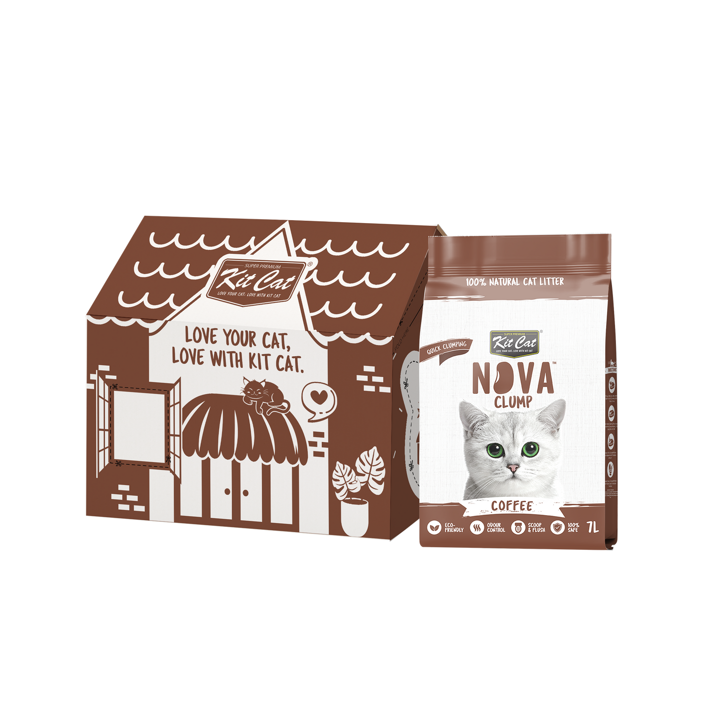 Kit Cat Arena Eco SoyaClump - Coffee 7 L Kattenbakvulling