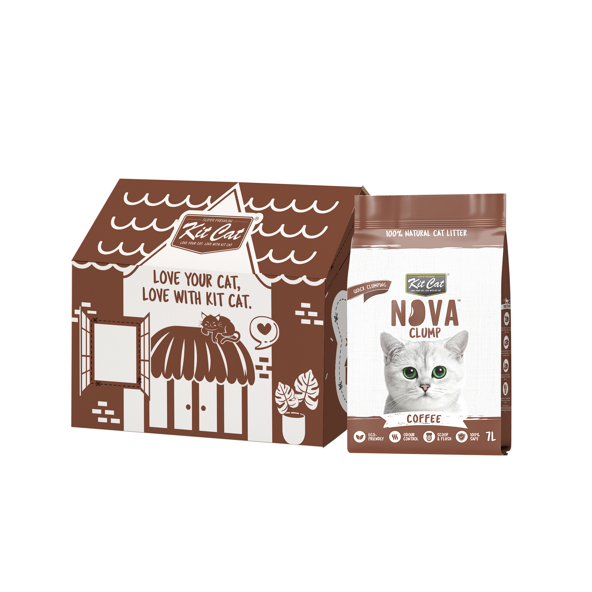 Kit Cat Arena Eco SoyaClump - Coffee 7 L Kattenbakvulling