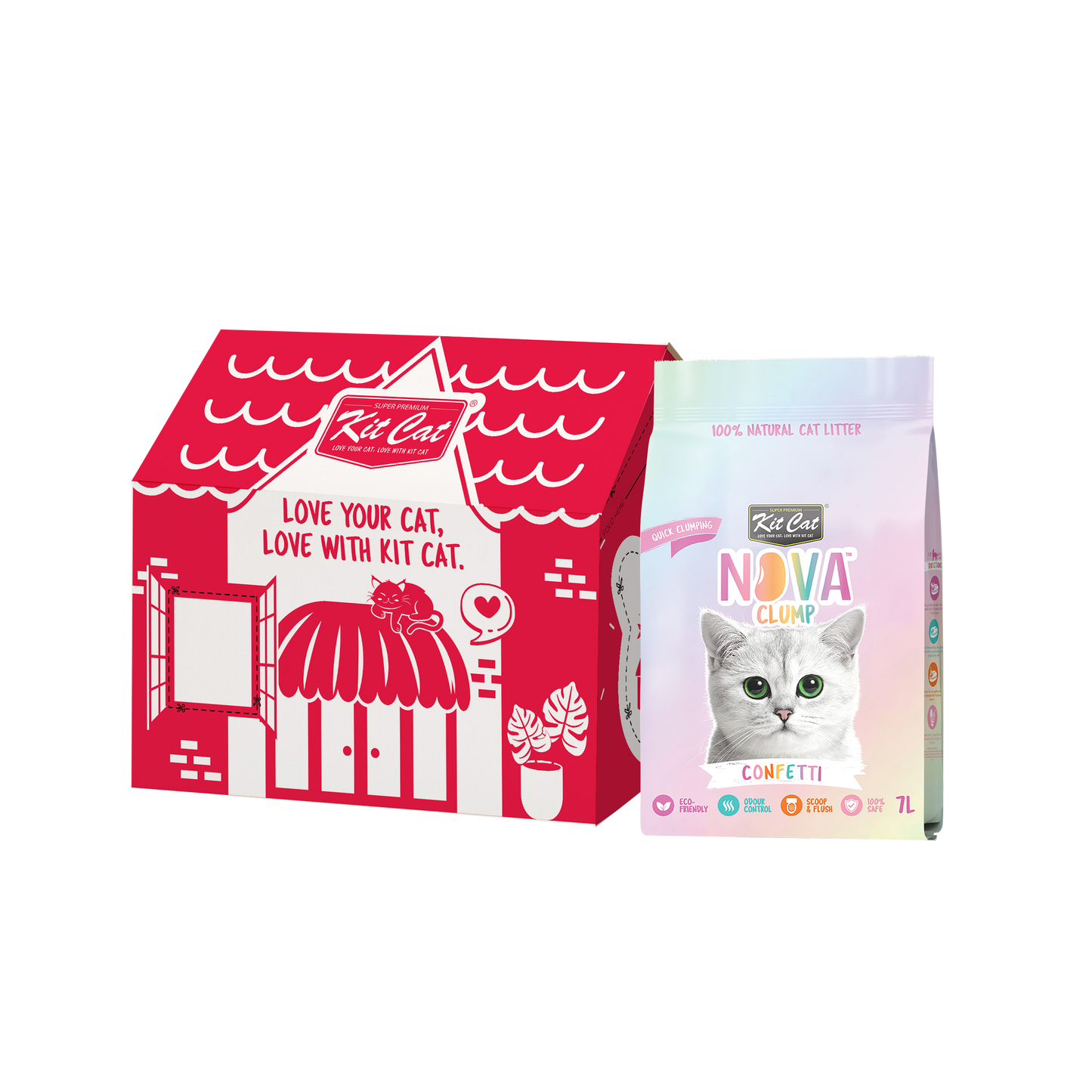 Kit Cat Arena Eco SoyaClump - Confetti 7 L Kattenbakvulling