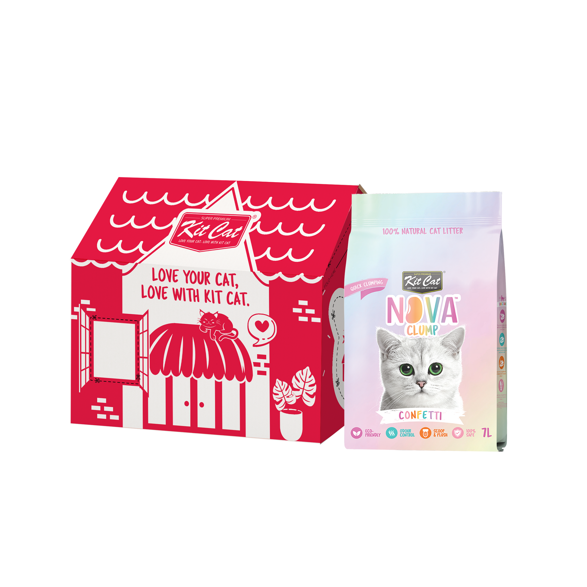 Kit Cat Arena Eco SoyaClump - Confetti 7 L Kattenbakvulling