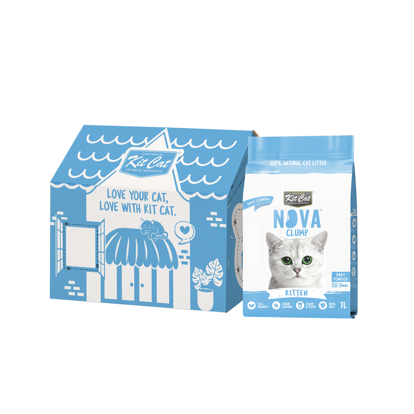 Kit Cat Arena Eco SoyaClump - Kitten Baby Powder 7 L Kattenbakvulling