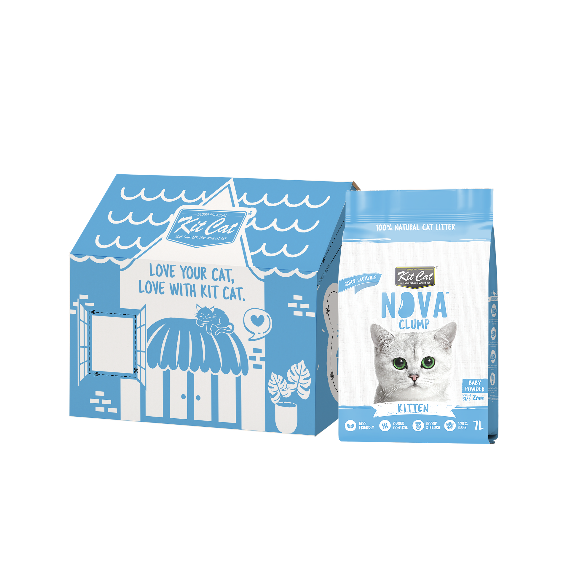 Kit Cat Arena Eco SoyaClump - Kitten Baby Powder 7 L Kattenbakvulling