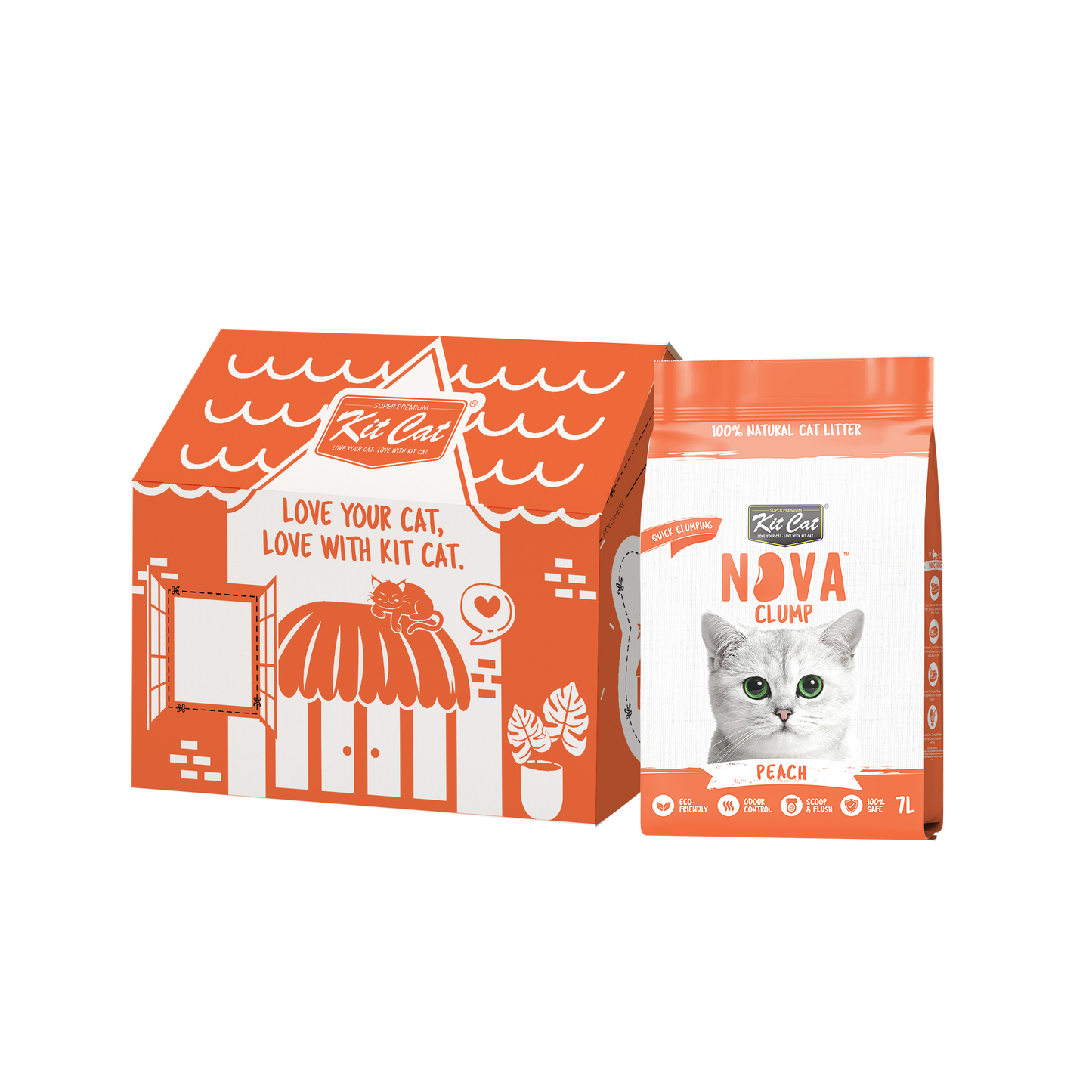 Kit Cat Eco SoyaClump kattenbakvulling - Peach 7 L Kattenbakvulling