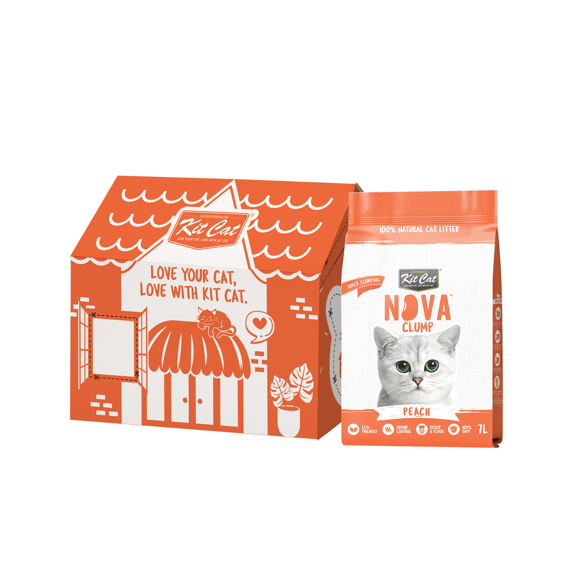 Kit Cat Eco SoyaClump kattenbakvulling - Peach 7 L Kattenbakvulling
