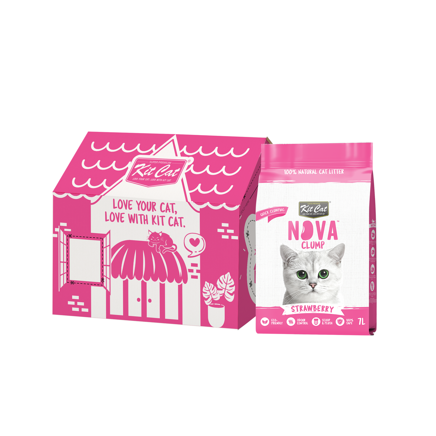 Kit Cat Arena Eco SoyaClump - Strawberry 7 L Kattenbakvulling