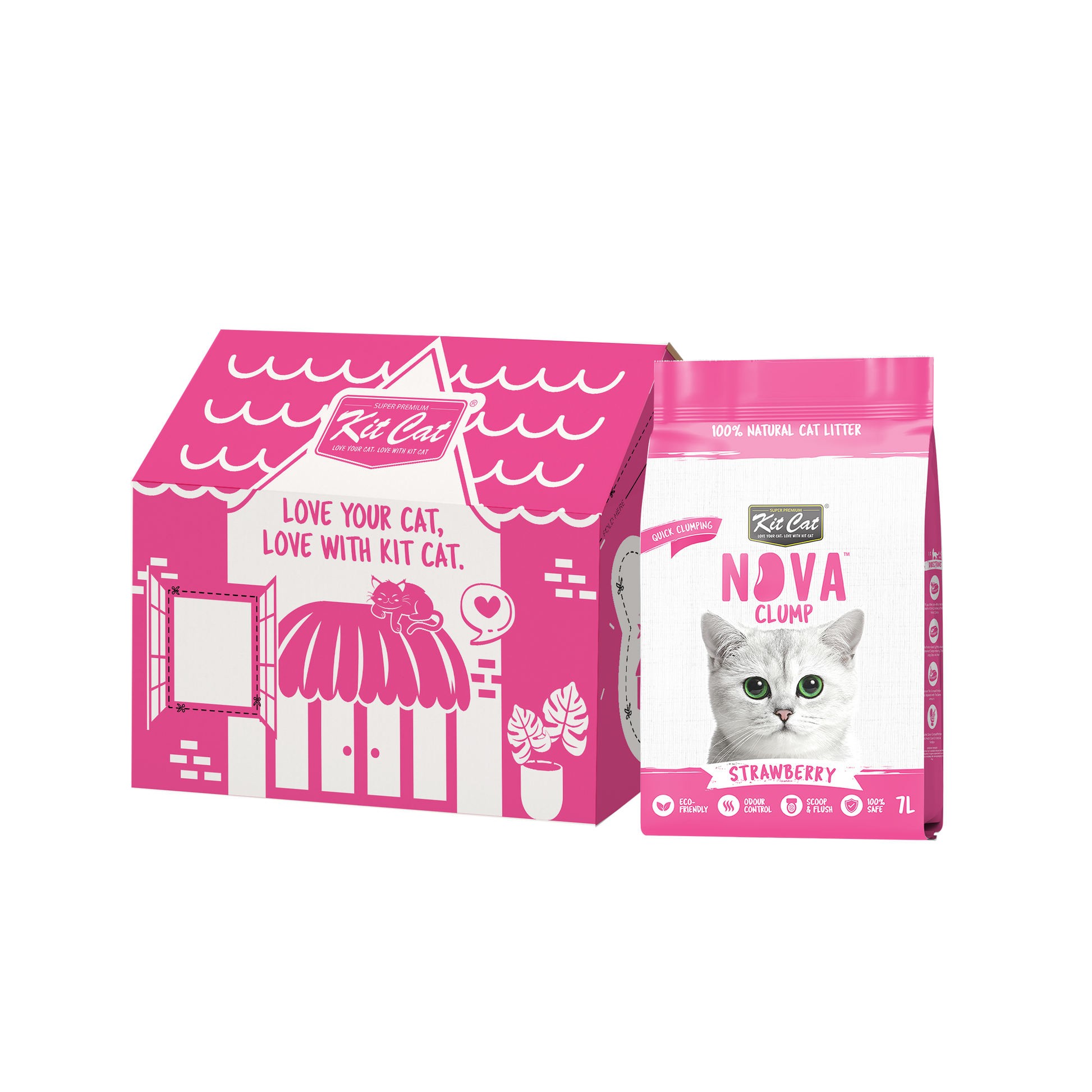 Kit Cat Arena Eco SoyaClump - Strawberry 7 L Kattenbakvulling
