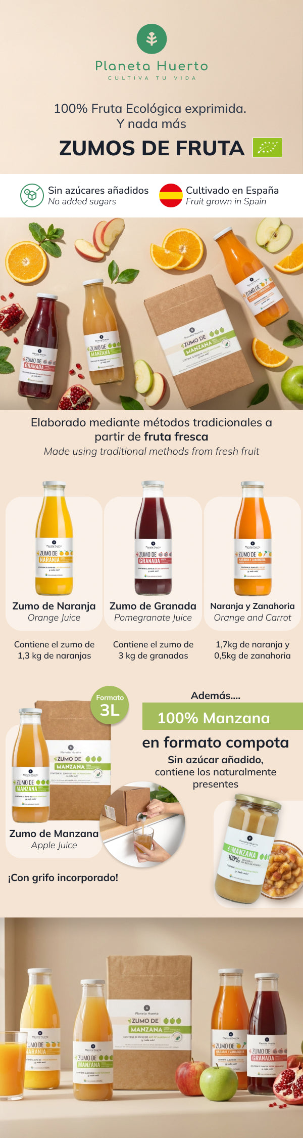 Ongezoete appelcompote Eco Planeta Huerto 750ml