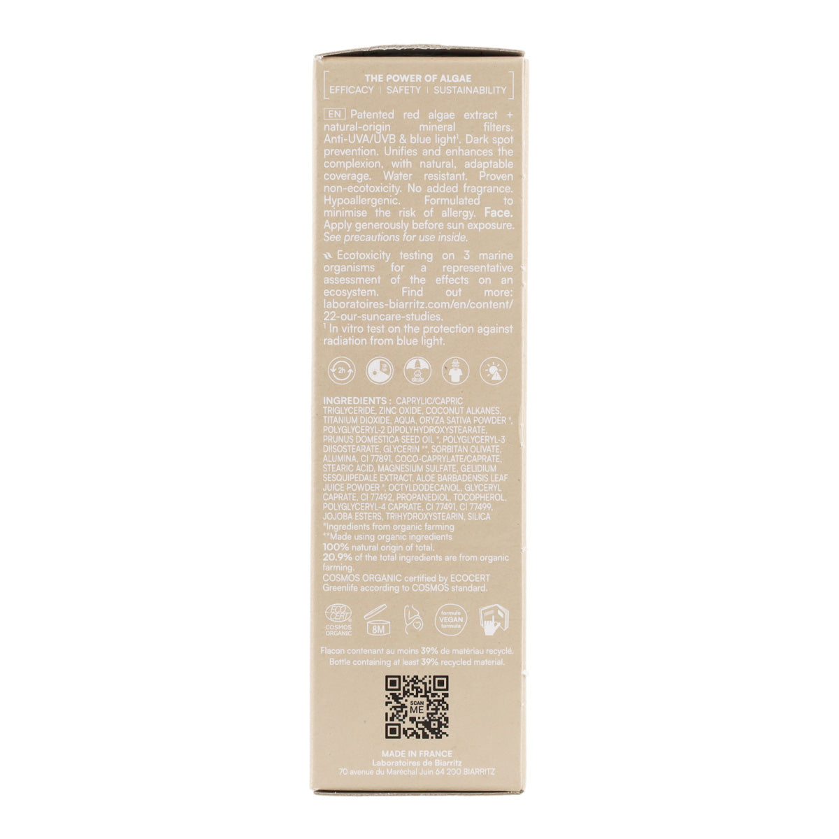 Ivoorwitte gezichtscrème spf 50 Biarritz