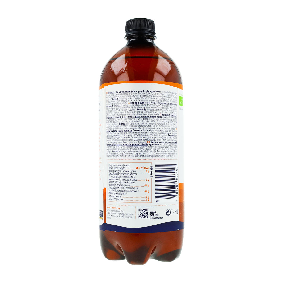 Kombucha-drank BIO Gember en Citroen Captain Kombucha 1 L