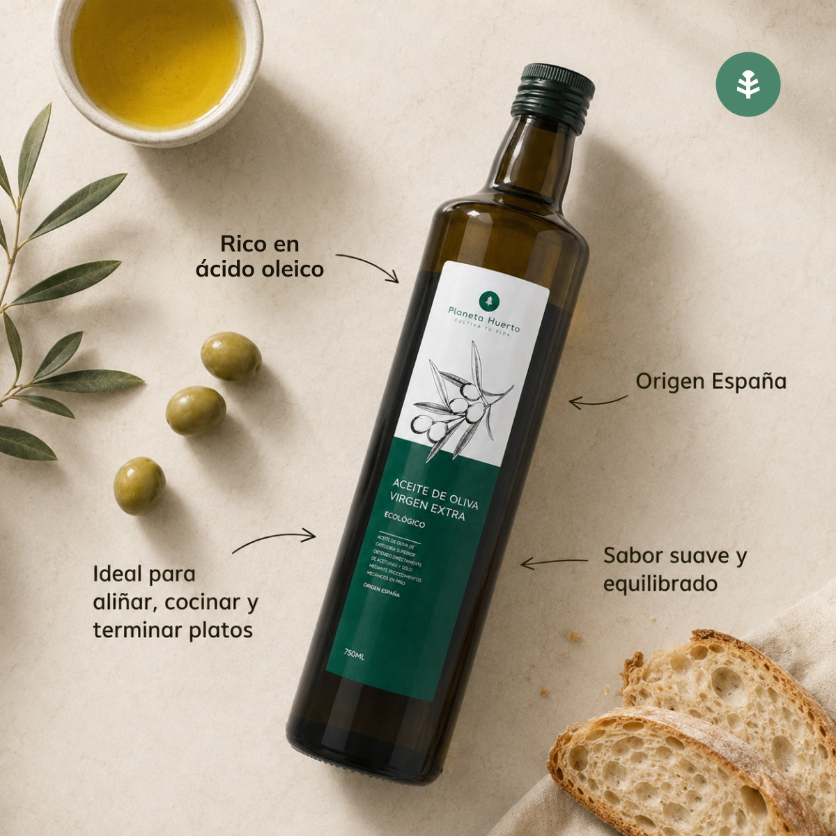 Extra olijfolie van eerste persing ECO Planeta Huerto 5 L