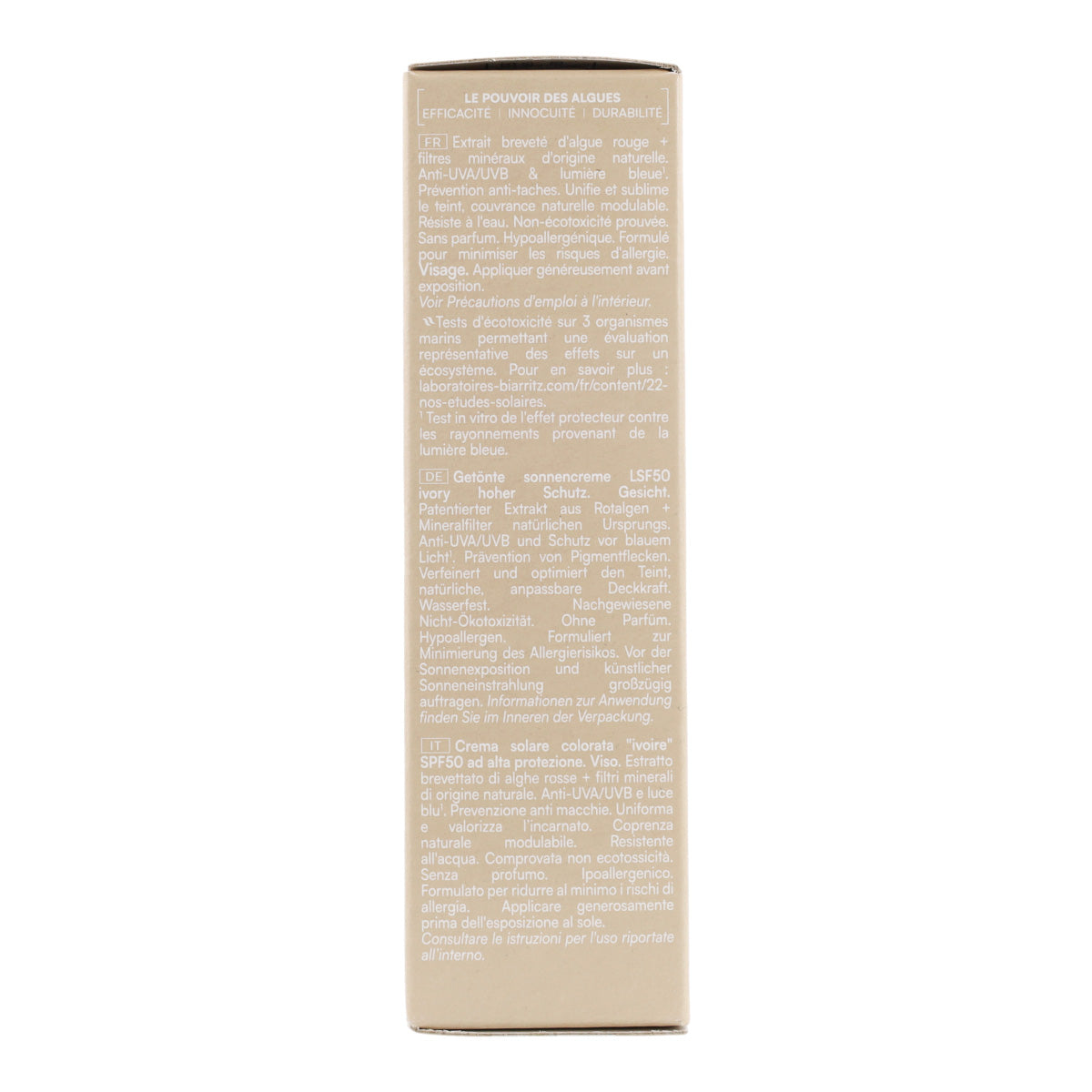 Ivoorwitte gezichtscrème spf 50 Biarritz
