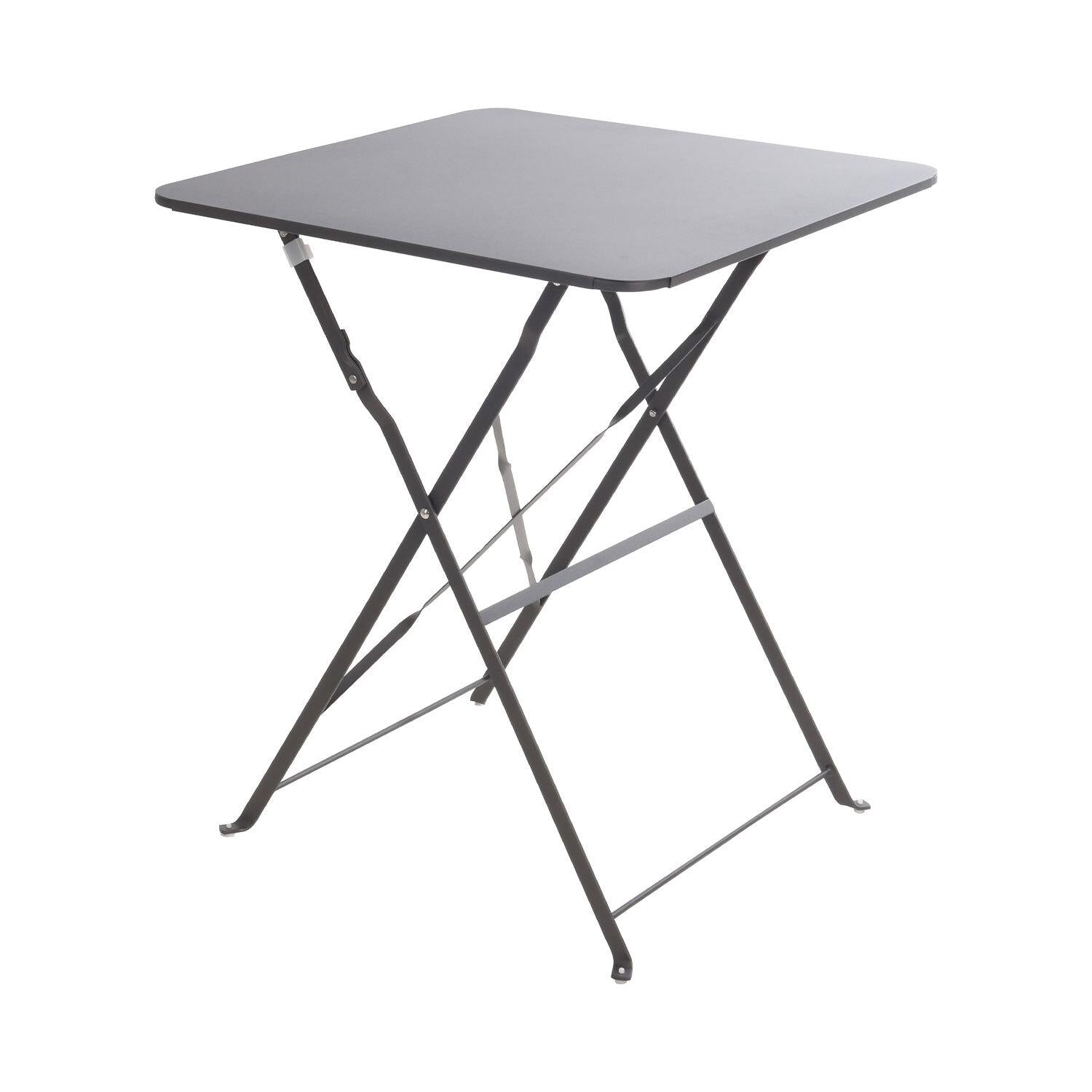Mesa Metal Cuadrada Gris Antracita Mate, 60X60X71Cm.