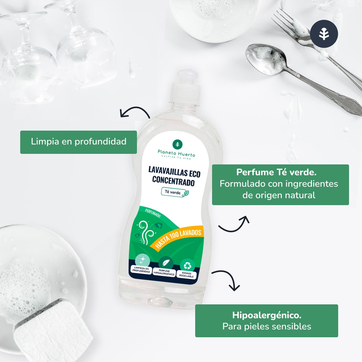 Lavavajillas Manual Té Verde ECO  Planeta Huerto 750ml