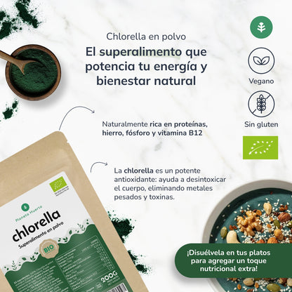 Chlorella zeewier poeder ECO Planeta Huerto 200 g