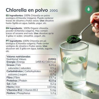 Chlorella zeewier poeder ECO Planeta Huerto 200 g