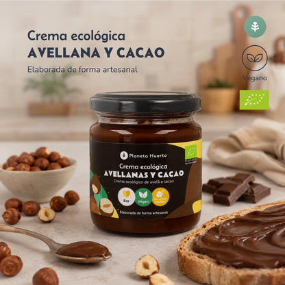 Hazelnoot- en cacaocrème zonder toegevoegde suikers ECO Planeta Huerto 230 g