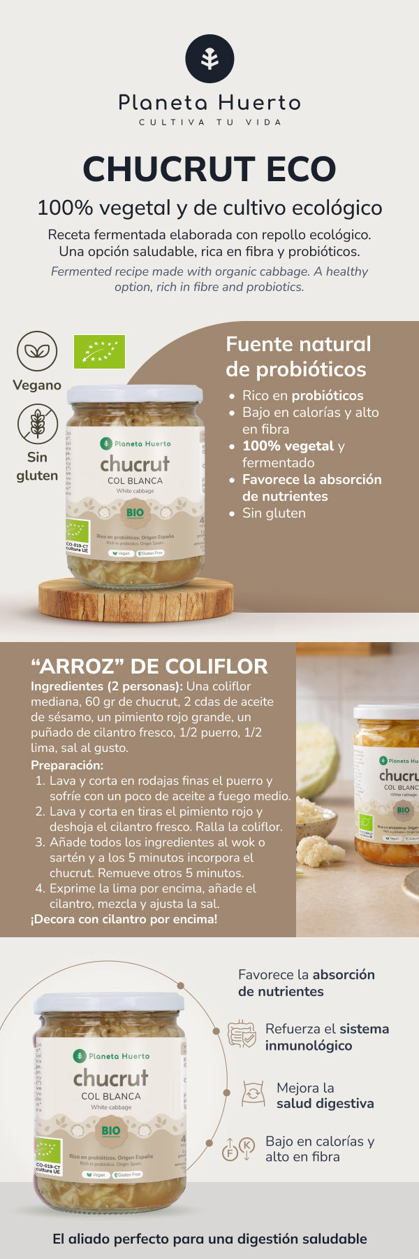 Zuurkool Witte Kool ECO Planeta Huerto 420 g