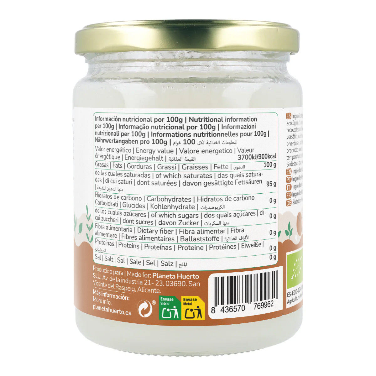 Virgin kokosolie ECO Planeta Huerto 500 ml