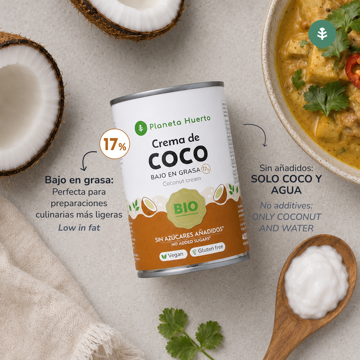 Kokosnootcrème ECO Planeta Huerto 400 ml