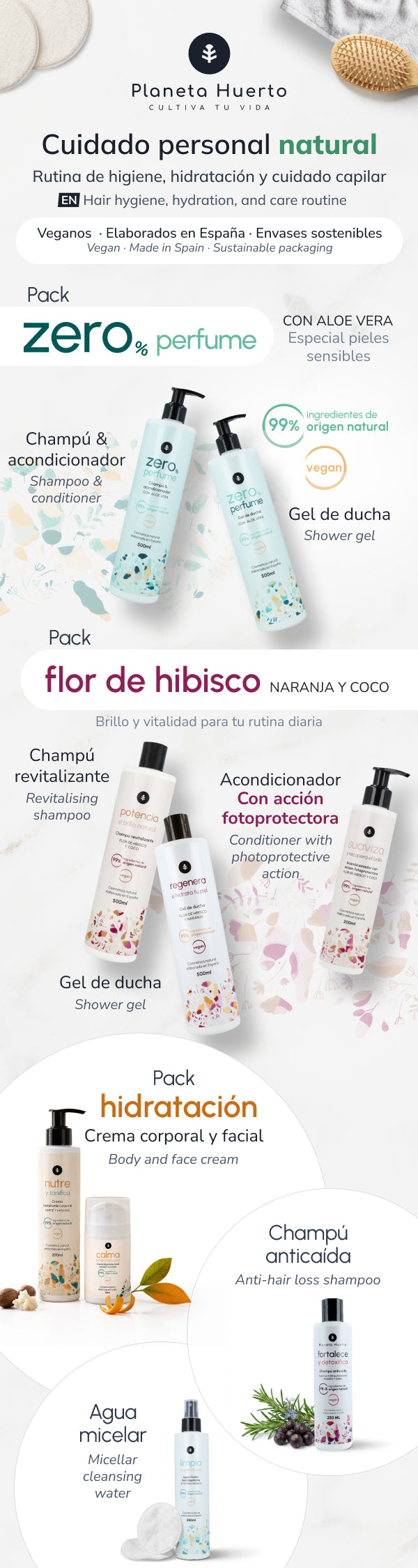 Hibiscusbloem en kokosnoot glansherstellende conditioner Planeta Huerto 200 ml