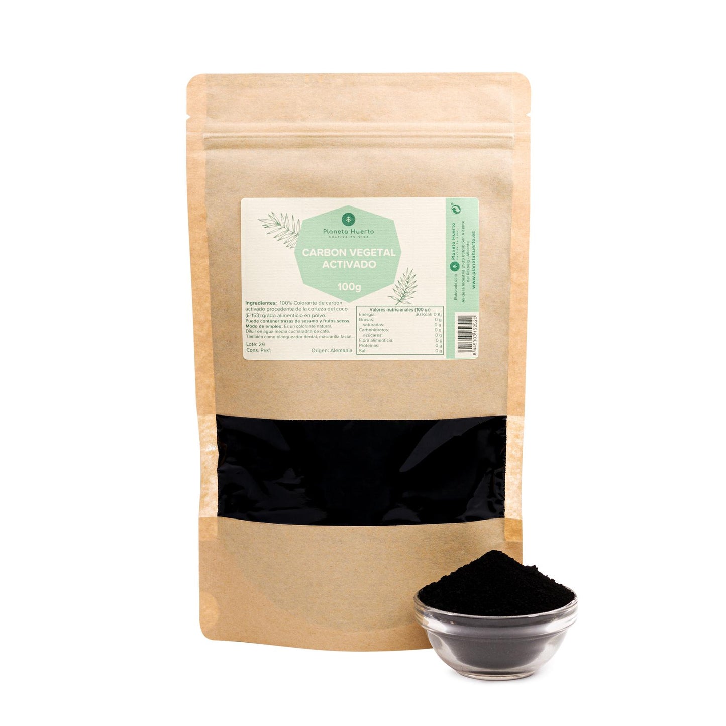 Carbón activado vegetal en polvo Planeta Huerto 100 g