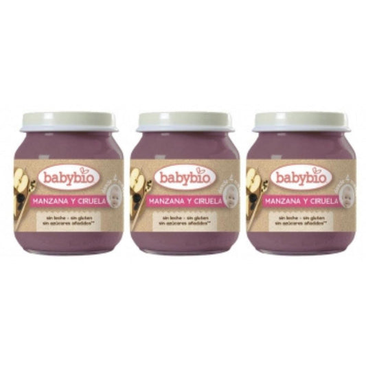 Pack PROMO 3x Tarrito Manzana y Ciruela, 130 g. Babybio