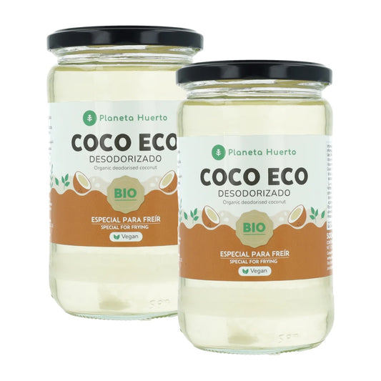 Pakket 2x ECO Planeta Huerto ontgeurde kokosolie 500 ml