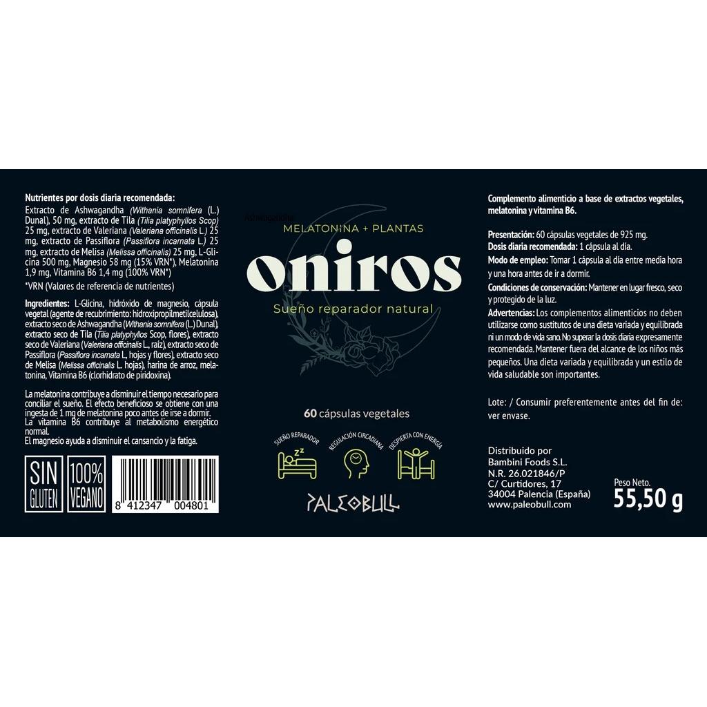 Oniros fórmula sueño Paleobull 60 cápsulas