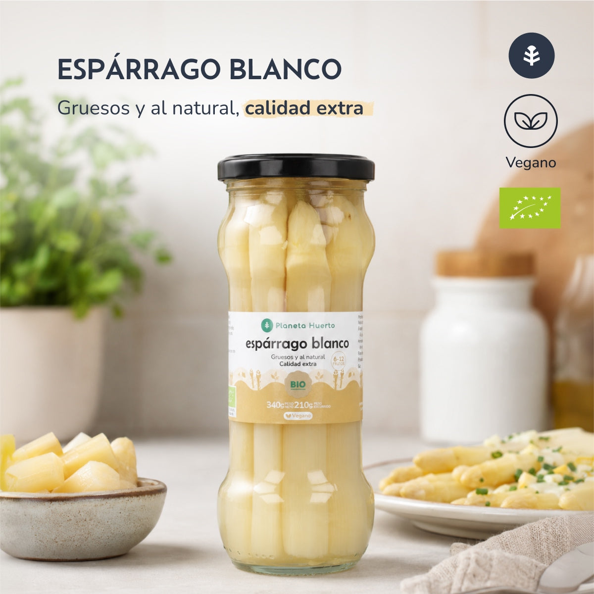 Dikke witte asperges ECO Planeta Huerto 340 g