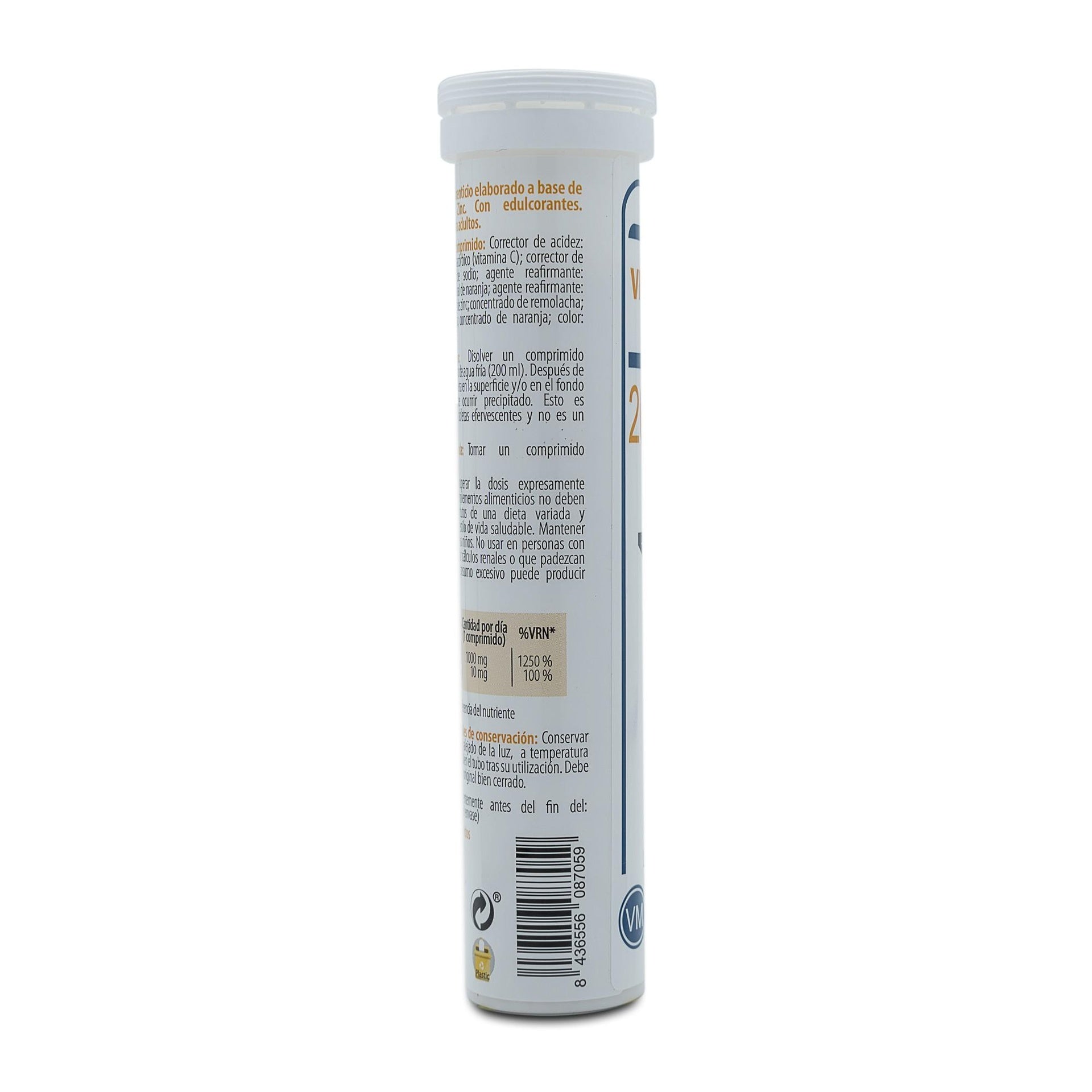 H4U Vitamina C + Zinc vitaminas y minerales 20 comprimidos efervescentes sabor naranja