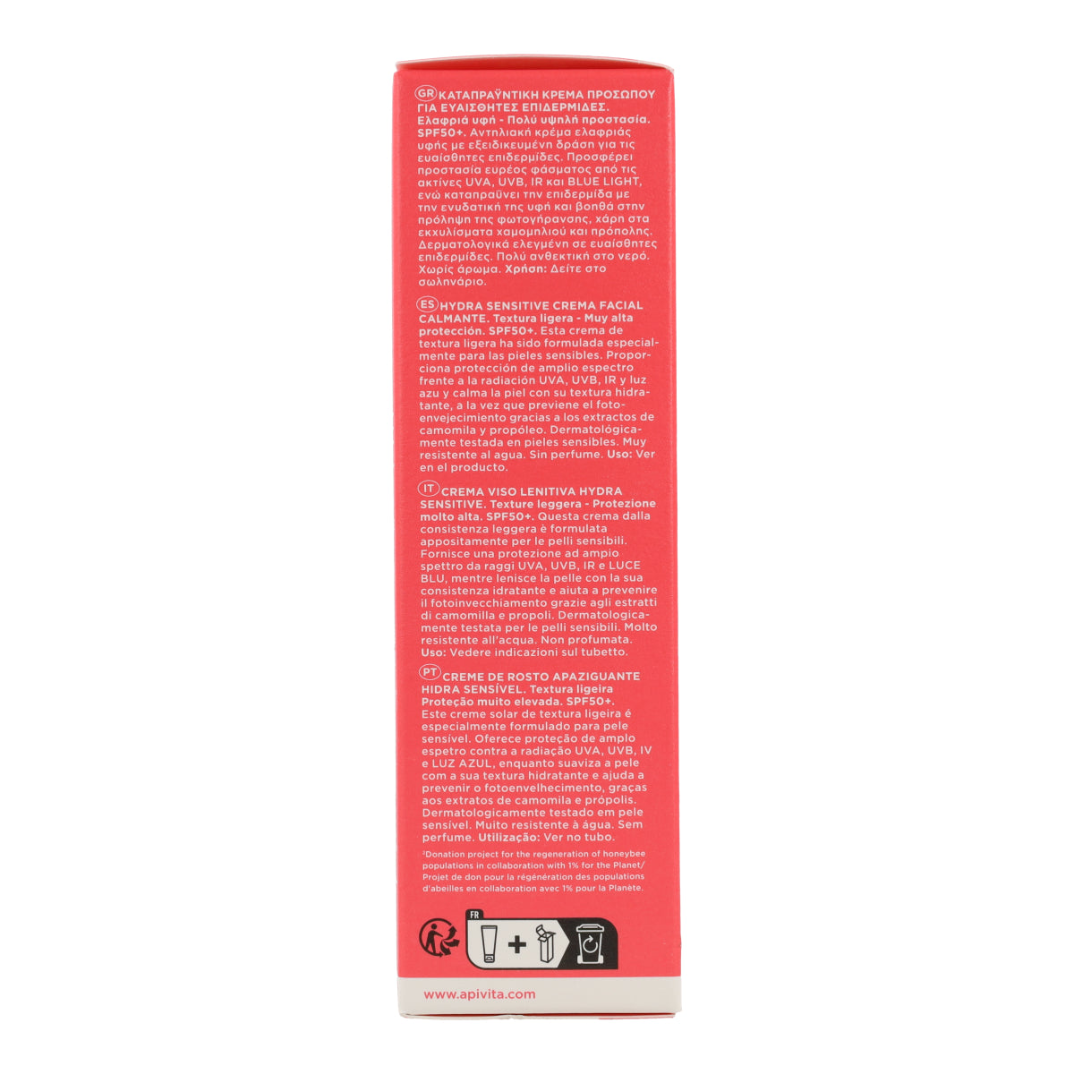 Verzachtende zonnecrème Hydra Sensitive SPF50 Apivita 50 ml