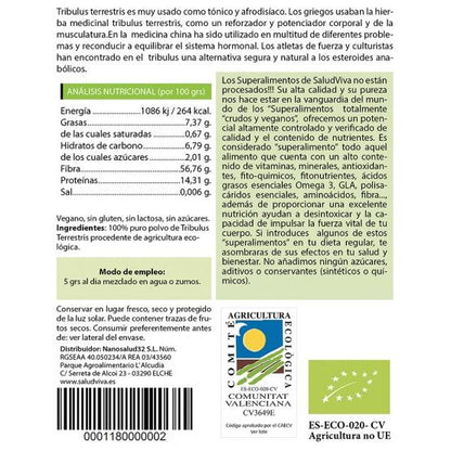 Tribulus Terrestre en polvo ECO 250 g, Salud Viva