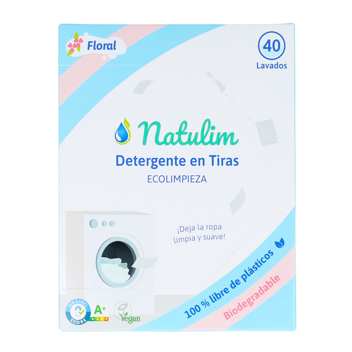 Eco wasstrips Floral, Natulim, 40 wasbeurten