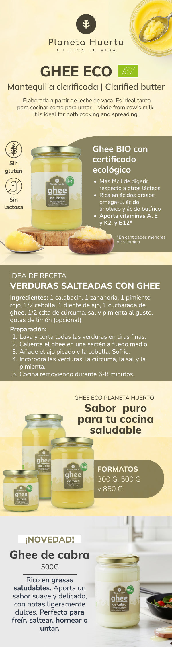 Ghee geklaarde boter ECO Planeta Huerto 500 g